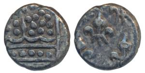 Pondicherry, Silver 2 Royalins (Fanon), 1.28 g, obv. pearled crown; rev. fleur de lis, no 