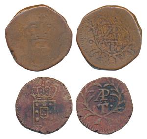 Goa, Miguel, Copper ½ Tanga and Tanga, 19.56g and 40.52g, obv. crowned arms, rev. ‘AP’ abo