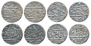 Muhammadabad Banaras Mint, Silver Rupee (4), in the name of Shah Alam II, fish, sun-burst 