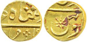 Gold 1/3 Mohur or Panchia, 3.86g, struck at the Bombay Mint, (circa 1801-1802), in the nam