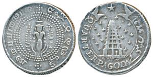 Silver ¼ Pagoda, 10.43g, 1st issue, 1807, value in English and Persian on ribbon around Go