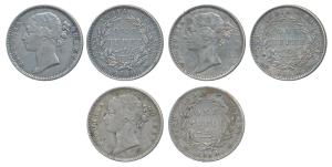 Victoria Queen, Silver Rupee (3), 1840, divided legend, Madras Mint, WWB raised, No dot af