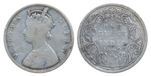 Victoria Queen, Silver Rupee, 1862, Bombay Mint, B / I / 0 / 6, Unlisted in Pridmore. Fine