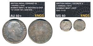 Edward VII, Silver Rupee, 1910, Bombay Mint, B incuse with dot on the vine and 10 over 09 