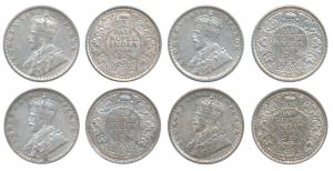 George V, ½ Silver Rupee, 1916, Calcutta Mint (Prid 323); 1917, Bombay Mint, (Prid 223); 1