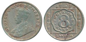 George V, Cupro-Nickel 8 Annas, 1919, Calcutta Mint, (Prid 870). Very Fine, Scarce.