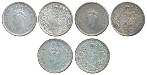 George VI, Silver ½ Rupee (2), 1938, Bombay Mint, A / I / dot; 1939, Bombay Mint, A / I / 