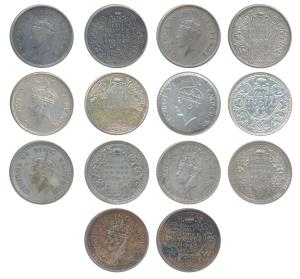 George VI, Silver ½ Rupee, 1938, Bombay Mint; 1939, Calcutta Mint; Half Silver ½ Rupee, 19