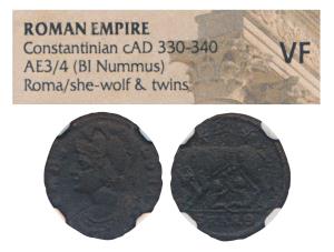 Roman Empire, Constantinian (330-340 AD), BI Nummus that is Billon / Bronze Unit, obv. hel
