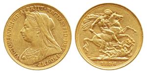 Australia, Victoria, Gold Sovereign, 8g, 1889, Jubilee head, rev. St. George slaying a dra