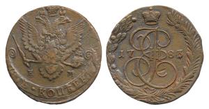 Russia, Catherine II, Copper 5 Kopeks, 55.78g, obv. crowned monogram divides date 1783 wit
