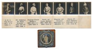 Hyderabad, Mir Usman Ali Khan, Black & White Pictures of the Nizam, housed in a glass / re