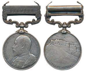 Tibet Medal, Edward VII, Silver Medal, obv. bust of the king, rev. fortified hill city of 
