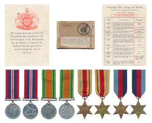 Group of 4, George VI, Defence Medal, War Medal, Africa Star & 1939-1945 star, all unnamed