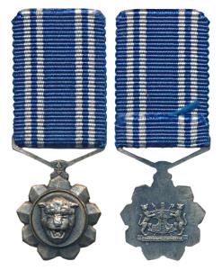 South Africa, Bophuthatswana Police Medal, Miniature, rev. coat of arms, with ribbon. Extr