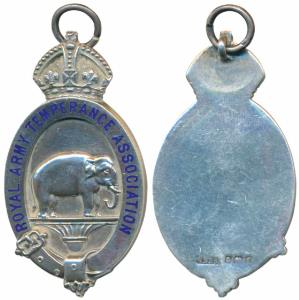 Royal Army Temperance Association, Silver Medal, Elephant in center, garter inscribed, sur