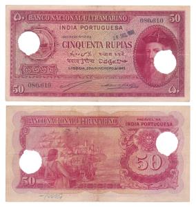Indo-Portuguese, Cinquenta / 50 Rupias, 6th issue, 1945, Banco Nacional Ultramarino, (J&R 