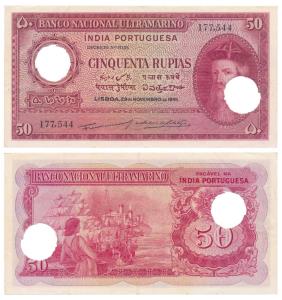 Indo-Portuguese, Cinquenta 50 Rupias, 6th issue, 1945, Banco Nacional Ultramarino, (J&R 12