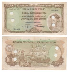 Indo-Portuguese, 1000 Escudos, 7th issue, 1959, Banco Nacional Ultramarino, (J&R 12.40.4).