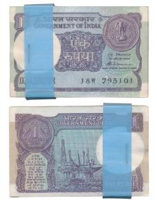Rupee 1 bundle, 1989, signed S. Venkitaramanan (S. Redappa 5.1.52). Uncirculated, Rare. (1