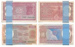 Rupees 2 Bundle, signed R. N. Malhotra, two different varities (S. Redappa 5.2.21 & 5.2.33
