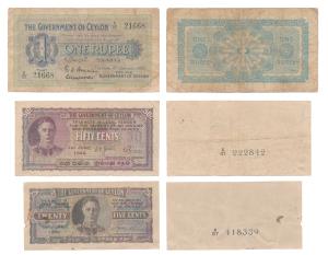 Ceylon, George VI, 25, 50 Cents and Rupee 1, 1948 & 1930 respectively. Fine and Fine+. (2)