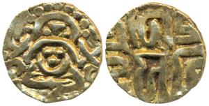 Gahadavalas of Kanauj, Govinda Chandradeva (1114-1154 AD), Base Gold 4 ½ Masha, 3.87g, obv