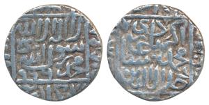 Akbar, Silver Rupee, 11.g, Kalpi Mint, AH 966, Kalima type, legend within square-area, (KM