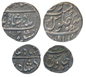 Ahmedabad Mint, Silver Rupee & ½, 11.64g & 5.78g, in name of Shah Alam II, Ankush symbol o