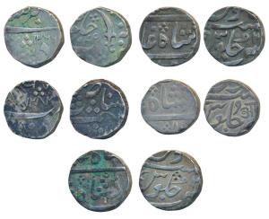 Silver Rupee (5), Anand Rao; Khande Rao, AH 1282; Ganpat Rao, AH 1266. Very Fine. (5)