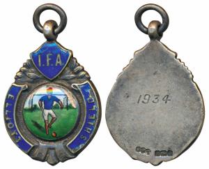 Indian Football Association, Elliott Shield, Silver & Enamel Medal, 14g, 1934. Extremely F