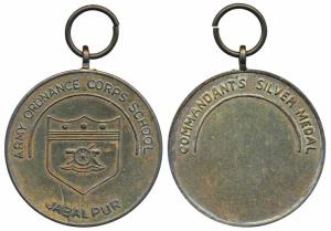 Army Ordnance Corps School, Jabalpur, Brass Medal, Commandant’s Silver Medal. Extremely Fi