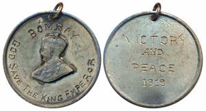 World War I, Bombay, God Save The King Emperor, Nickel Medal, the bust of the emperor is a