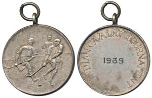 Indian Cavalry Tournament, Silver Medal, 17.70g, 1939; rev. hockey players. Extremely Fine