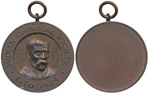 Indian Chemical Society, Bronze Medal, obv. portrait of founder Prafulla Chandra Ray, Estd
